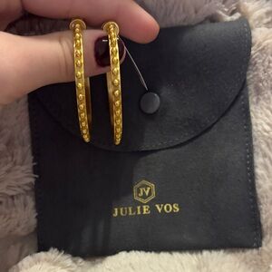 Julie Vos Gold Textured Hoop Earrings
